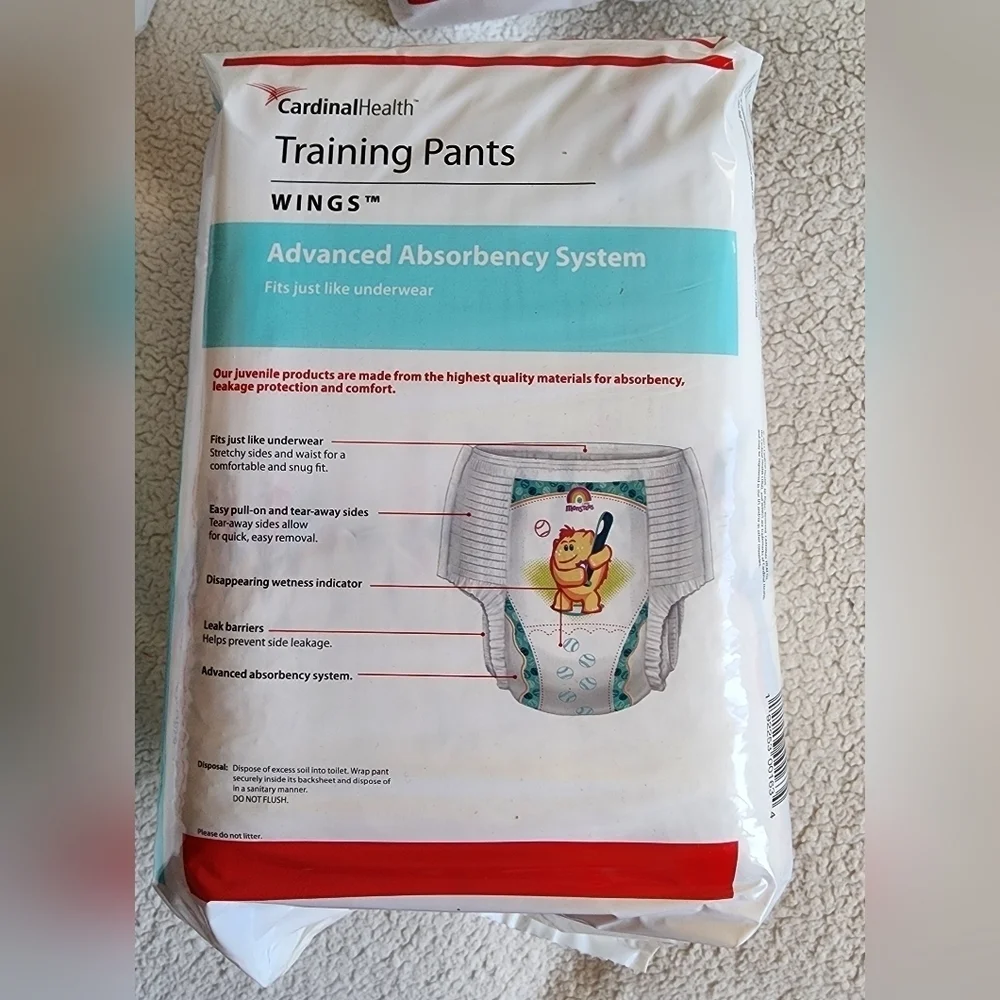 New 4 pack toddler Cardinal Health Training Pants premium Pull-Up diapers, 4t/5t